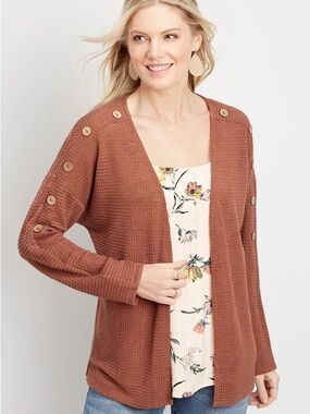 🌸Maurices Cardigan Sweater Women’s Extra Large XL Brown Long Sleeves Open Front